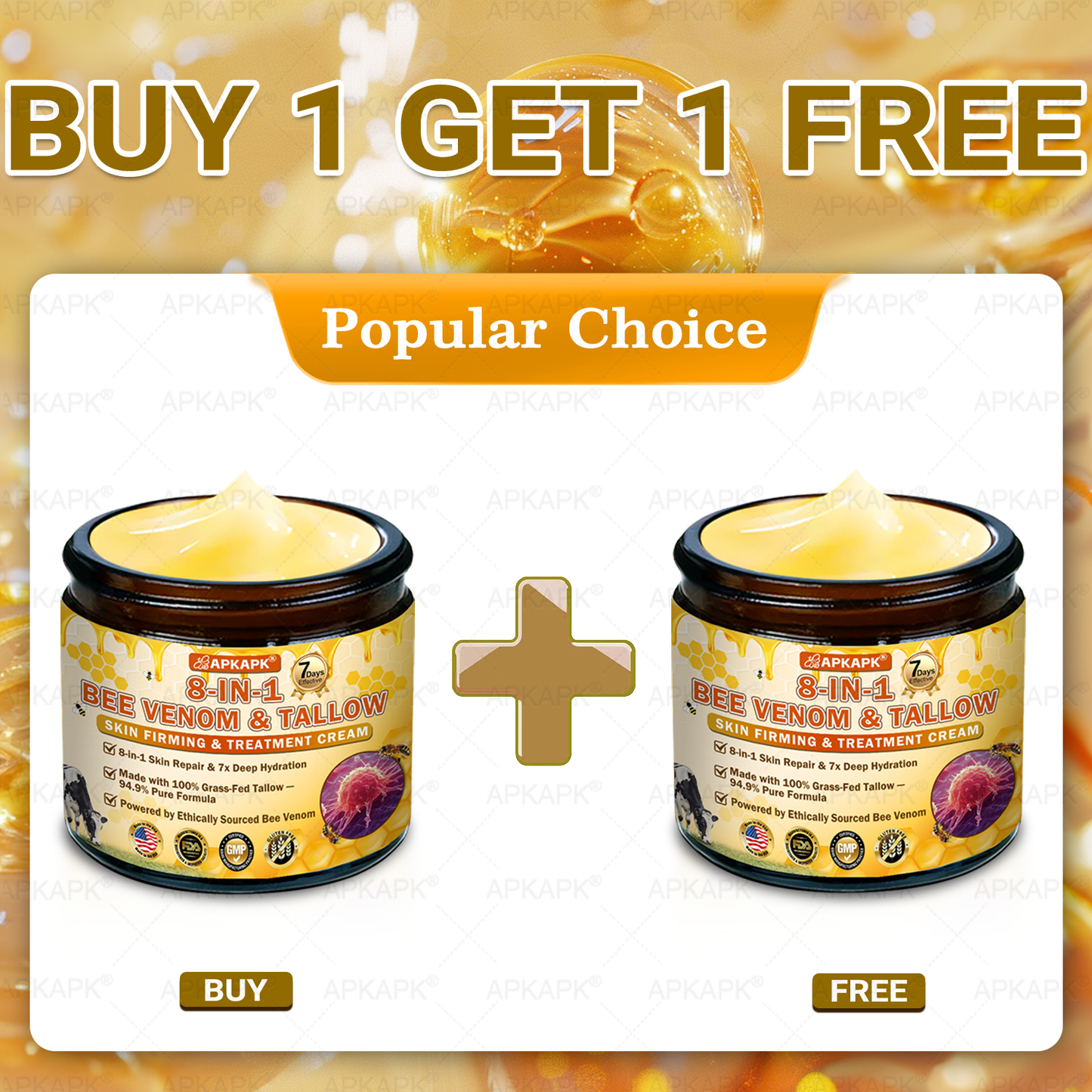 Official Store | 𝐀𝐏𝐊𝐀𝐏𝐊® 𝟖-𝐈𝐧-𝟏 𝐁𝐞𝐞 𝐕𝐞𝐧𝐨𝐦 & 𝐓𝐚𝐥𝐥𝐨𝐰 𝐒𝐤𝐢𝐧 𝐅𝐢𝐫𝐦𝐢𝐧𝐠 & 𝐓𝐫𝐞𝐚𝐭𝐦𝐞𝐧𝐭 𝐂𝐫𝐞𝐚𝐦 (Effective Within 7 Days)Bee Venom + Tallow · 7X Deep Hydration, targets wrinkles, sagging, stretch marks, dark spots, purpura, inflammations and more