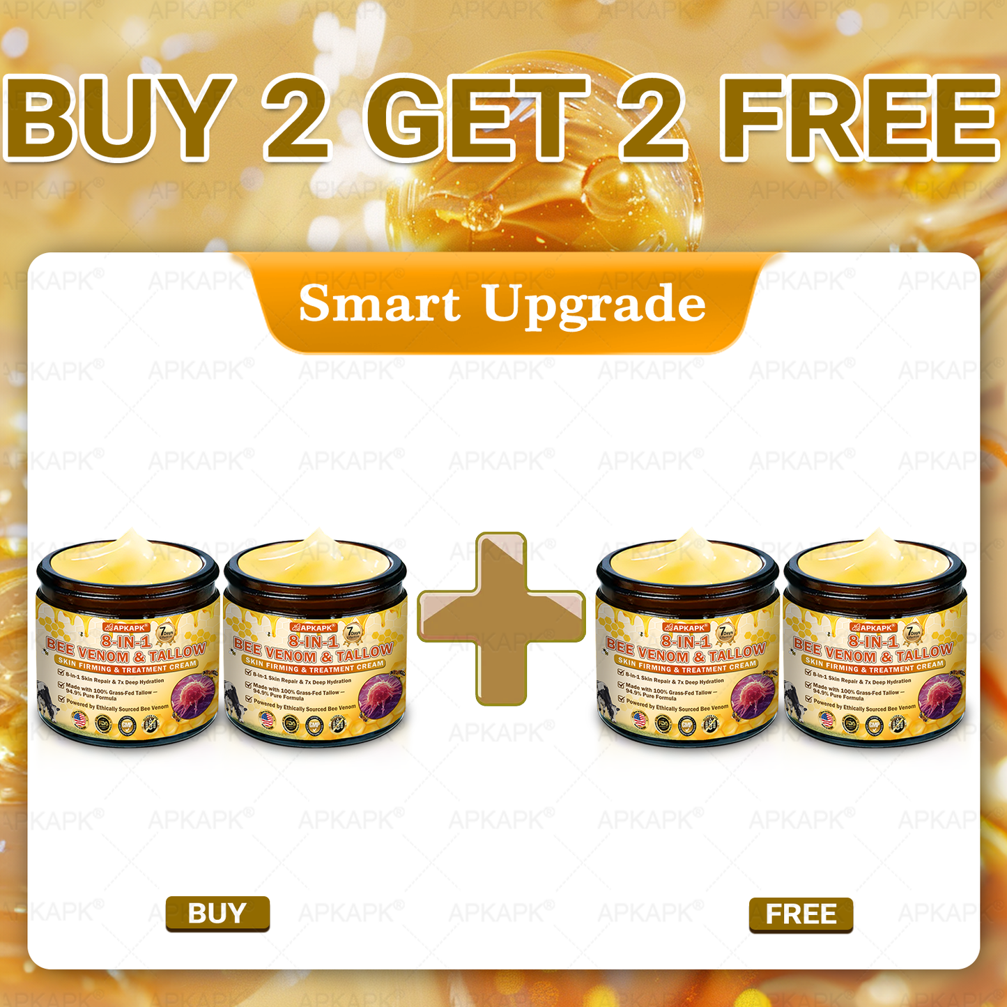 Official Store | 𝐀𝐏𝐊𝐀𝐏𝐊® 𝟖-𝐈𝐧-𝟏 𝐁𝐞𝐞 𝐕𝐞𝐧𝐨𝐦 & 𝐓𝐚𝐥𝐥𝐨𝐰 𝐒𝐤𝐢𝐧 𝐅𝐢𝐫𝐦𝐢𝐧𝐠 & 𝐓𝐫𝐞𝐚𝐭𝐦𝐞𝐧𝐭 𝐂𝐫𝐞𝐚𝐦 (Effective Within 7 Days)Bee Venom + Tallow · 7X Deep Hydration, targets wrinkles, sagging, stretch marks, dark spots, purpura, inflammations and more