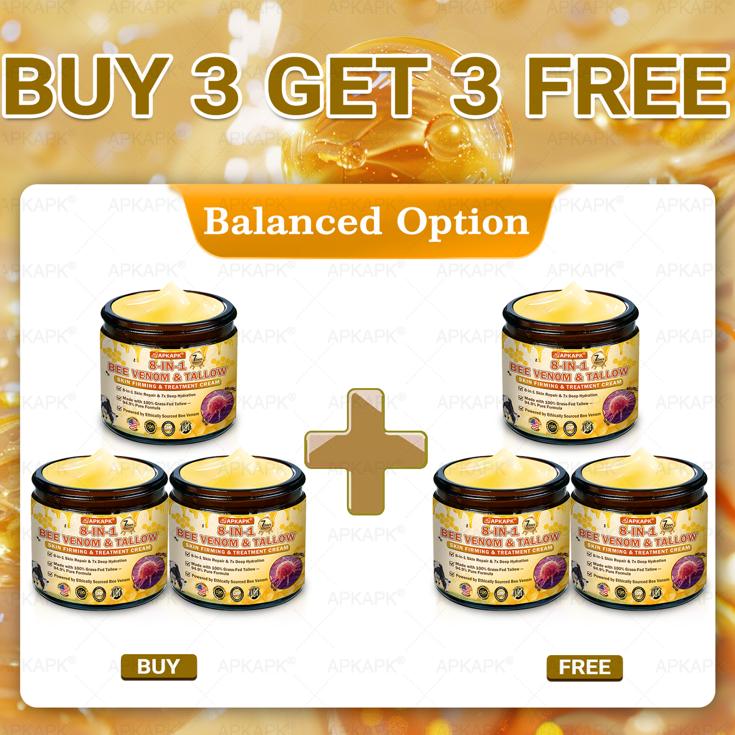 Official Store | 𝐀𝐏𝐊𝐀𝐏𝐊® 𝟖-𝐈𝐧-𝟏 𝐁𝐞𝐞 𝐕𝐞𝐧𝐨𝐦 & 𝐓𝐚𝐥𝐥𝐨𝐰 𝐒𝐤𝐢𝐧 𝐅𝐢𝐫𝐦𝐢𝐧𝐠 & 𝐓𝐫𝐞𝐚𝐭𝐦𝐞𝐧𝐭 𝐂𝐫𝐞𝐚𝐦 (Effective Within 7 Days)Bee Venom + Tallow · 7X Deep Hydration, targets wrinkles, sagging, stretch marks, dark spots, purpura, inflammations and more